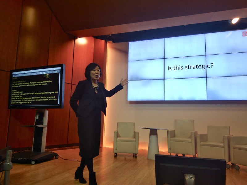 Frances West presenting at an executive briefing